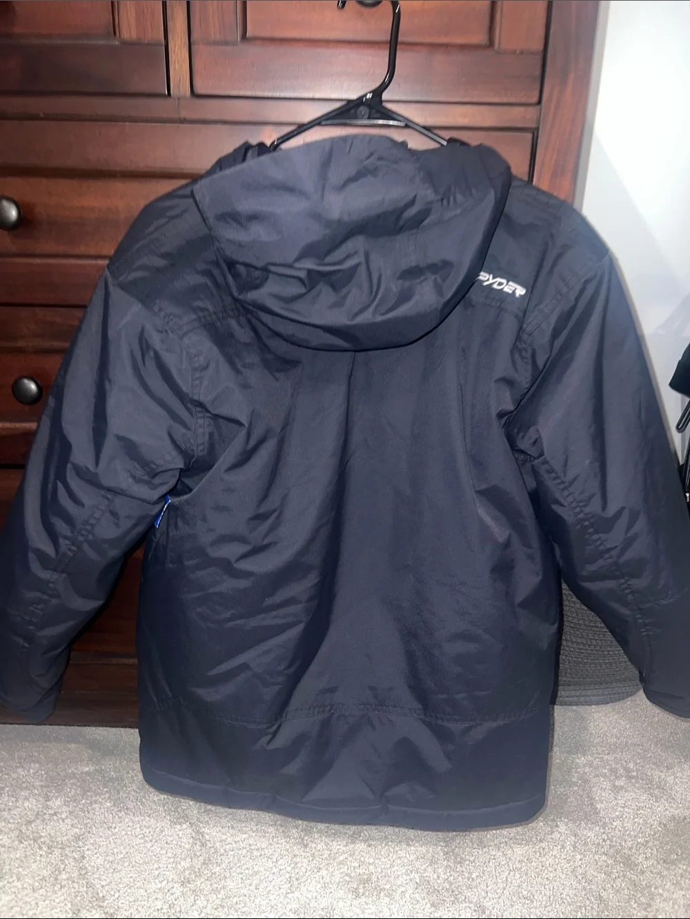 Spyder Black Hooded Jacket with White Spider Logo